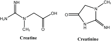 creatine and creatinine have similar chemical structures