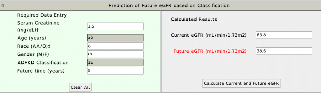 Calculation of Current and Future eGFR using the Mayo Clinic ADPKD classification